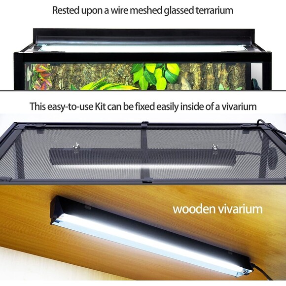 REPTI ZOO T5 HO UVB Lighting Combo Kit, Terrarium Hood Comes w/Tropical 5.0 T5 - Picture 8 of 10